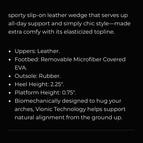 Vionic Jacey Slip On Leather Wedge Platform Black Size 6 - Picture 10 of 10